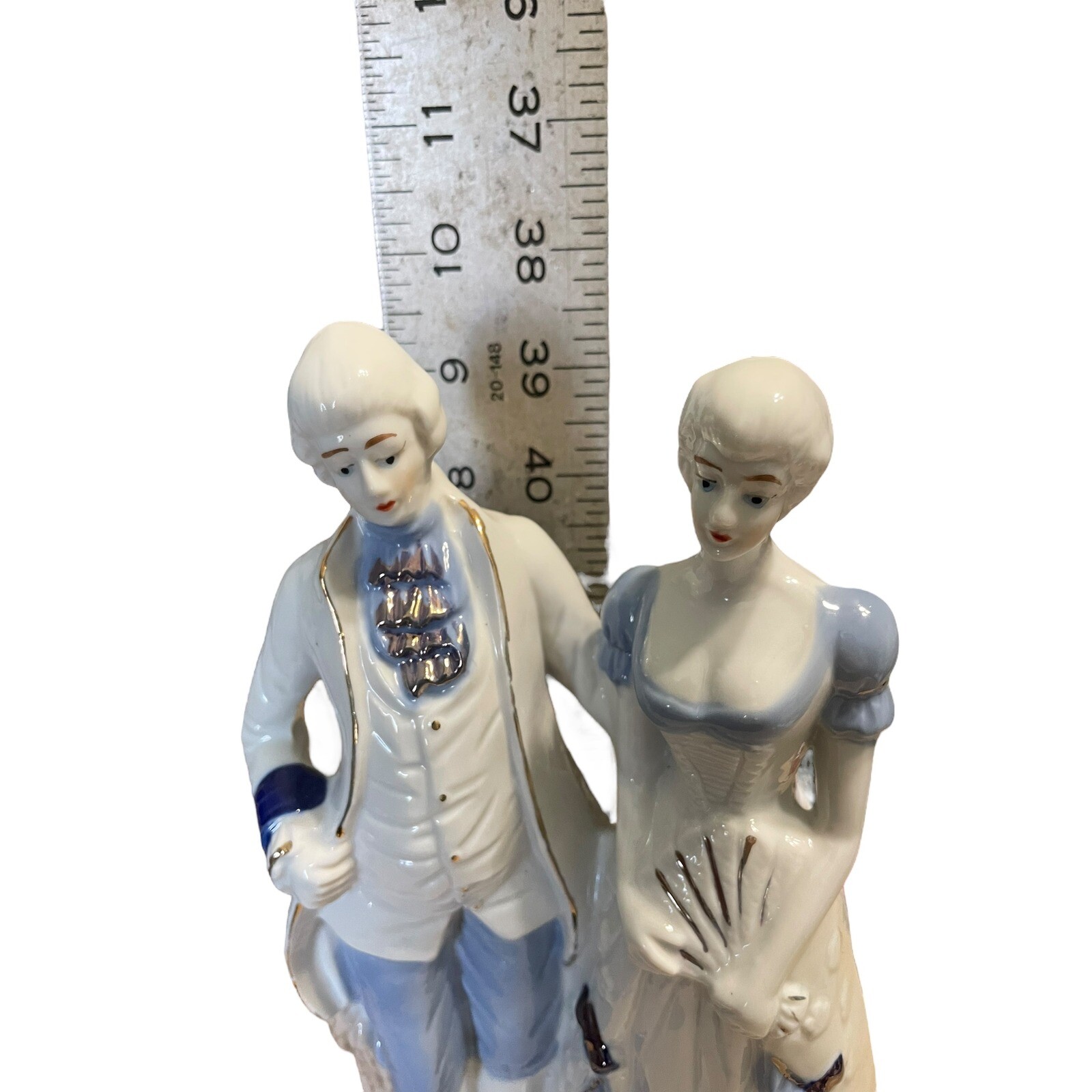 Porcelain Figurine Colonial Couple Statue Display Decor Vintage Style