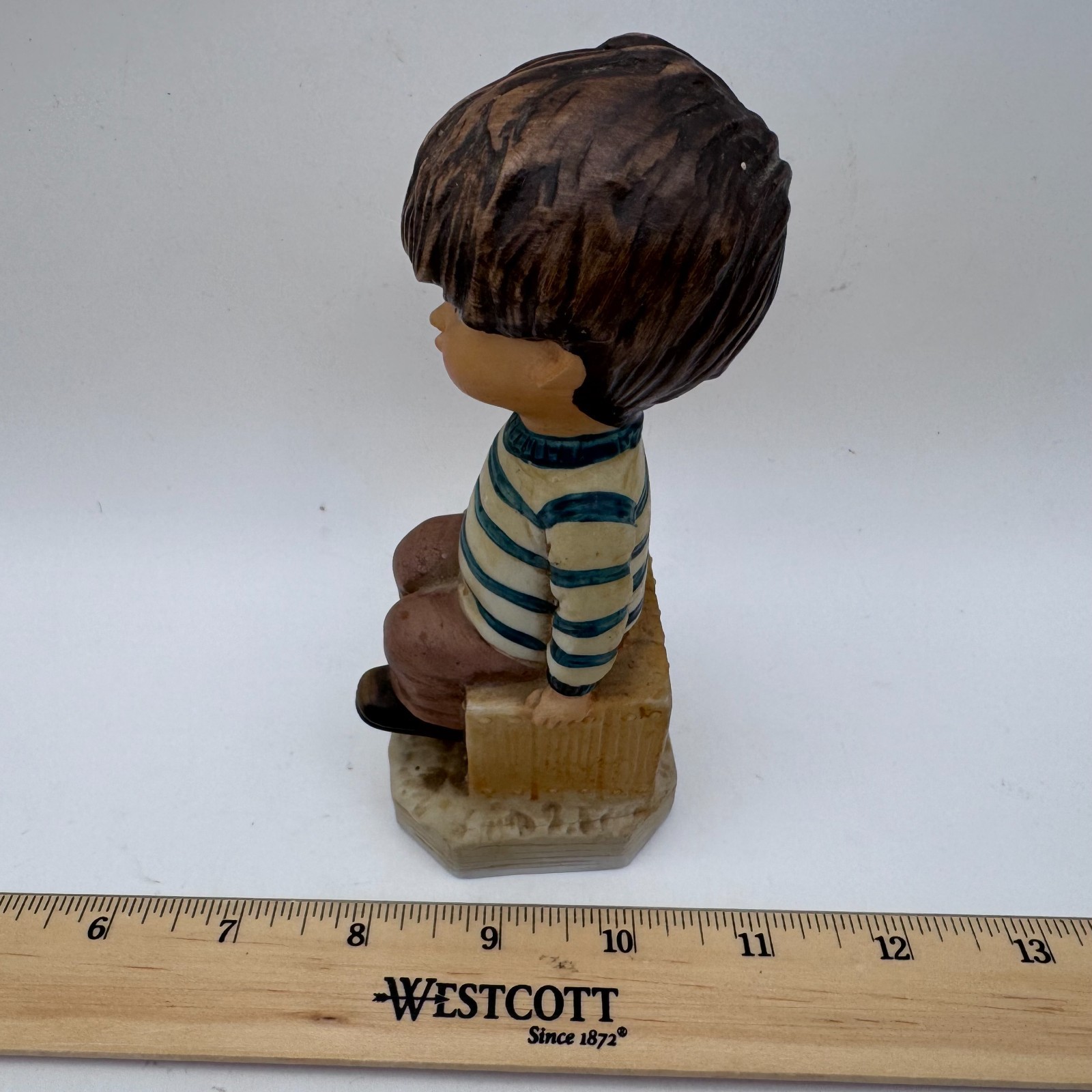 Vintage 1971 Moppets Boy Sitting Resin Figurine-Fran Mar