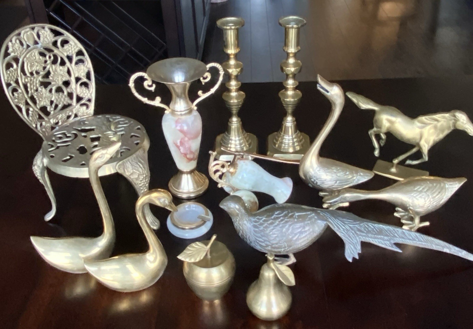 Vintage Brass & Onyx Decor Lot 15 MCM Modern Hollywood Regency Boho