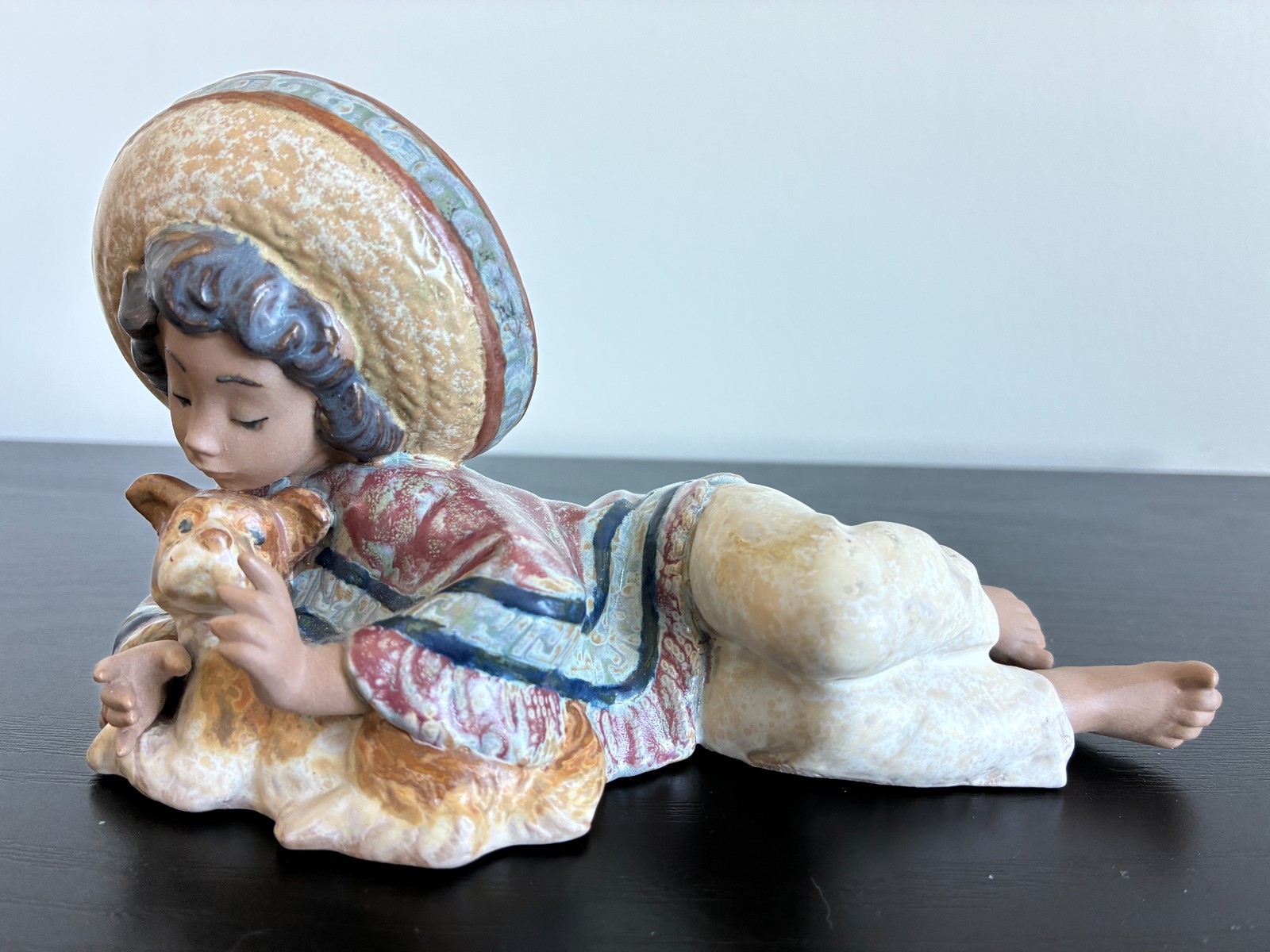 Lladro Julio Boy With Dog Gres Figurine Retired 1993 Spain 6.5″