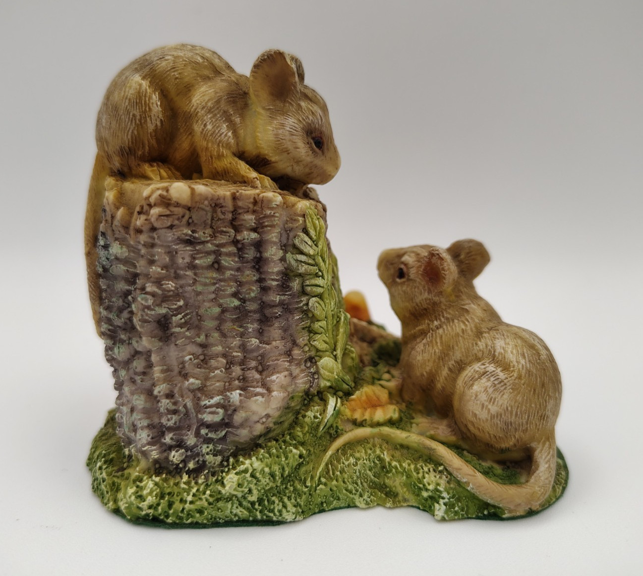 Vintage Mice & Mushrooms Resin Figurine