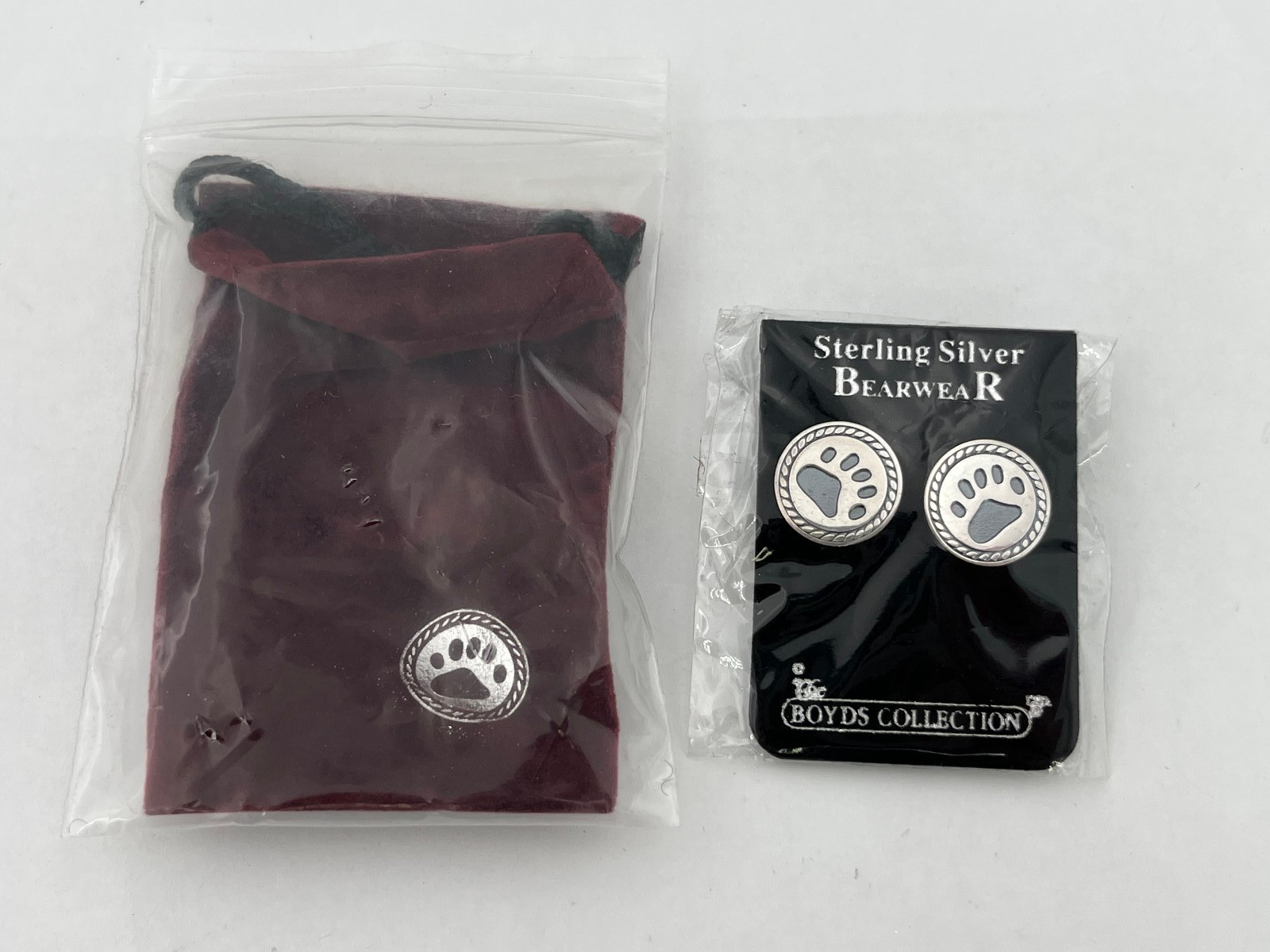 Boyds Bear Bearwear – Sterling Silver Bear Paw Stud Earrings-192400