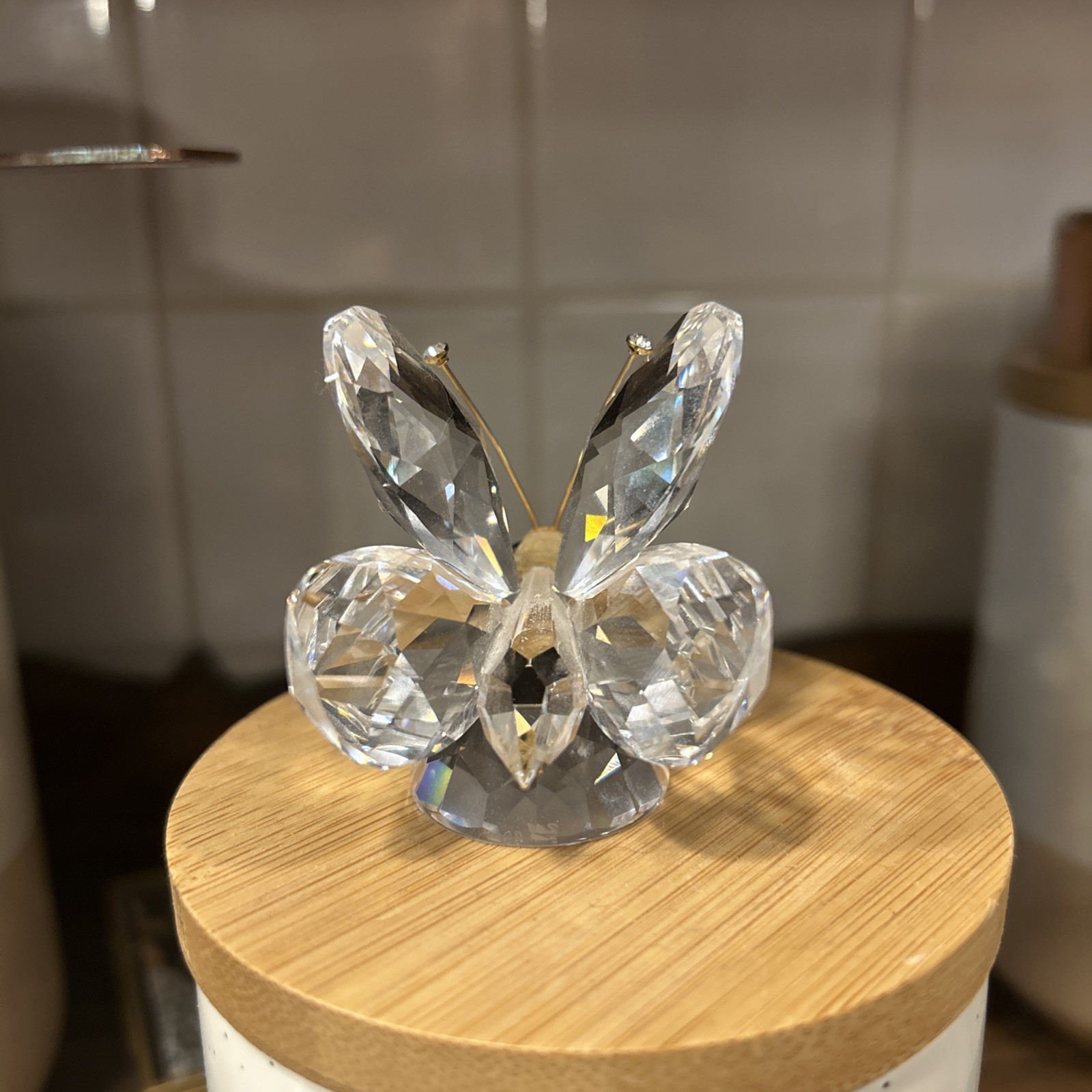 Retired Swarovski Crystal Mini Butterfly In A Summer Meadow Gold Mask 1.25″