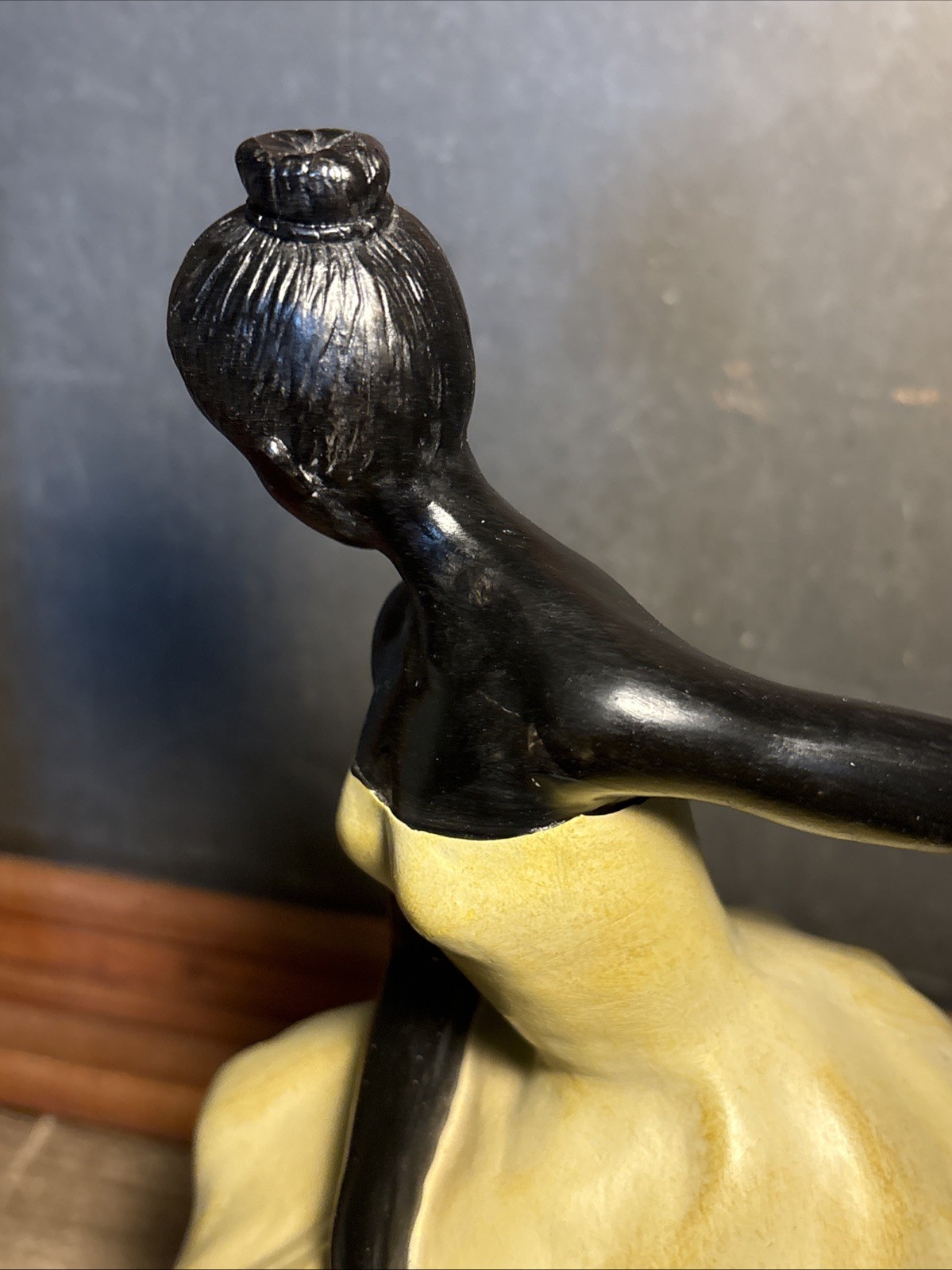 Vintage Art Deco Style Seated Lady Resin Sculpture Elegant Woman Ivory Black
