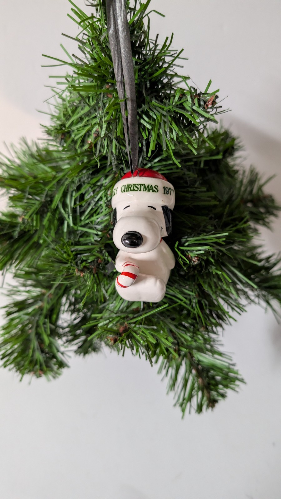 Vintage 1977 Ceramic Snoopy & Woodstock Christmas Ornament