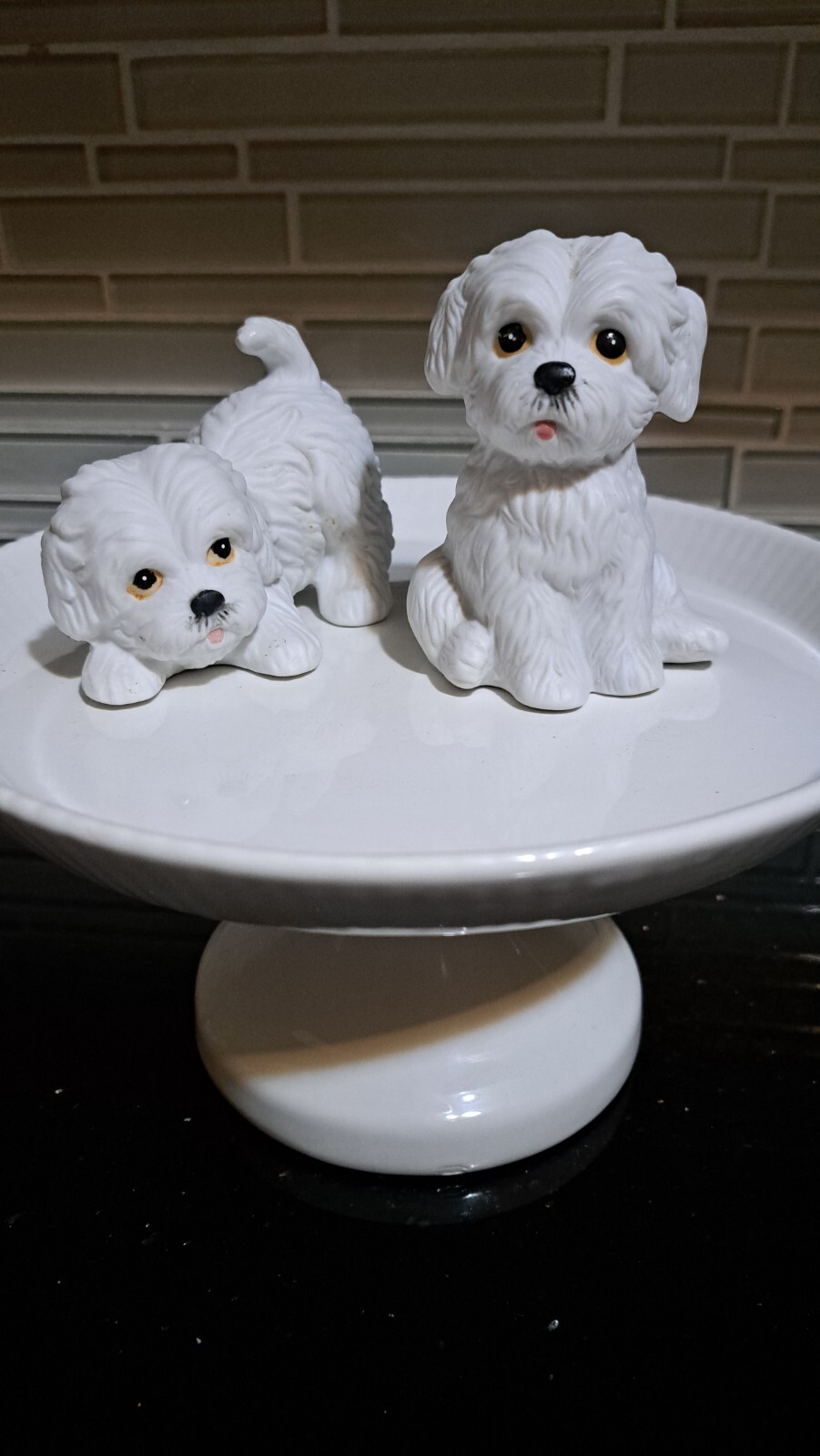 Vintage Homco Set Of White Ceramic Persian Cat Kittens, Blue Eyes 1413 Blue eyes