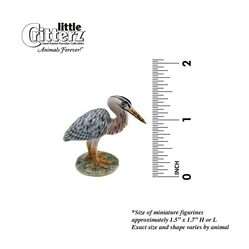 Little Critterz Heron – Blue Heron “Majestic” – Miniature Porcelain Figurine