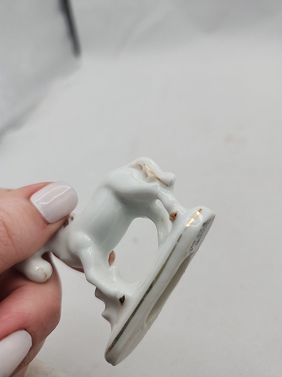 Vtg Mini Donkey on Stand Porcelain Figurine 2.25″ Made in Japan Gold Accents