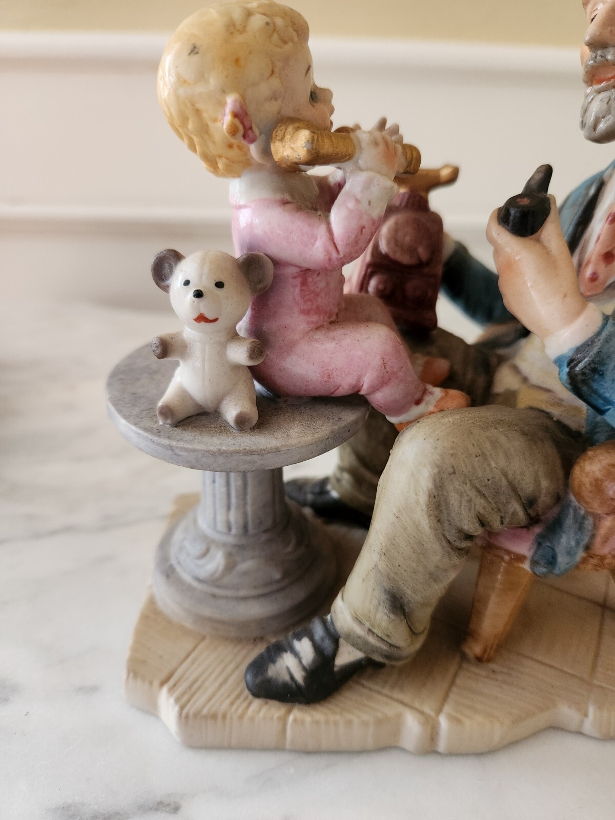 Lefton 7841 Old Man With Baby And Telephone Figurine Vintage Father’s Day love!