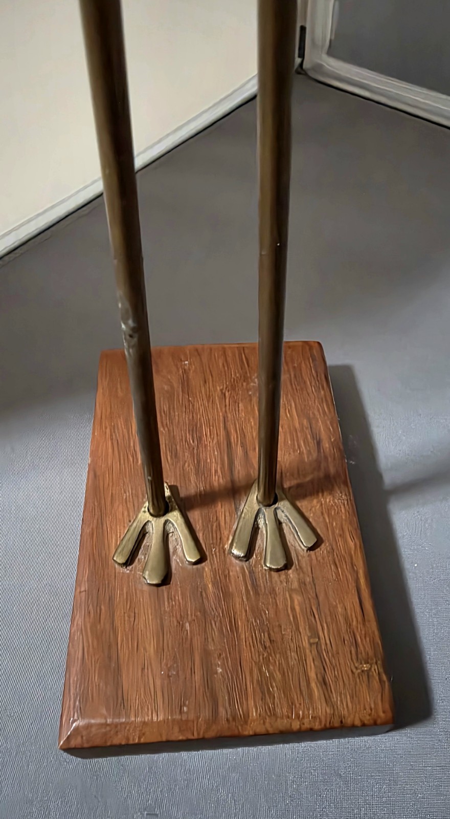 Vintage Modernism Brass Wood Heron Bird Figurines ( Set Of 2 ) Mid-Century