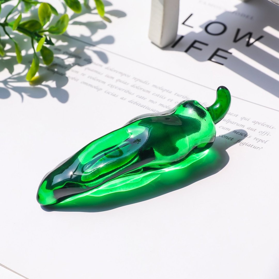Crystal Chili Figurine Collectible Paperweight Glass Pepper Ornament For Kitchen