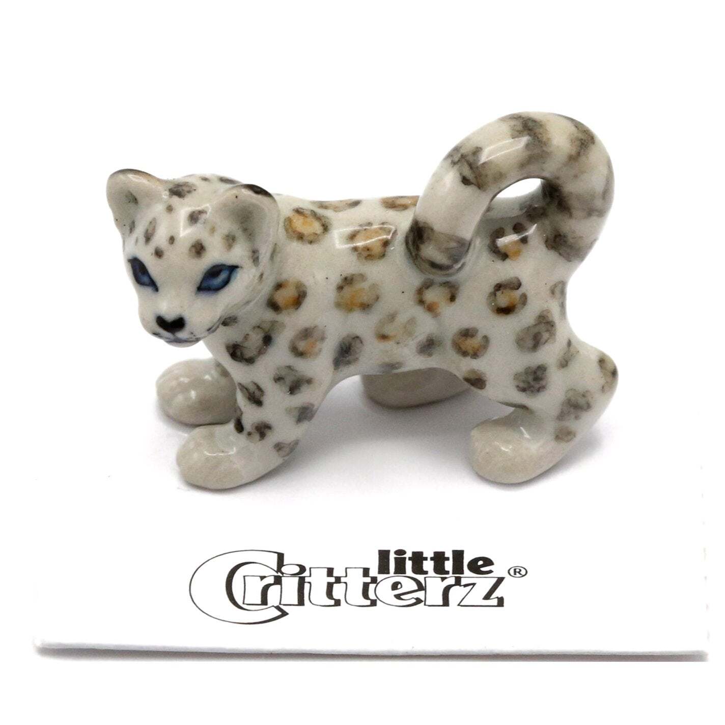 Little Critterz – Snow Leopard “Sarani” Animal – Miniature Porcelain Figurine