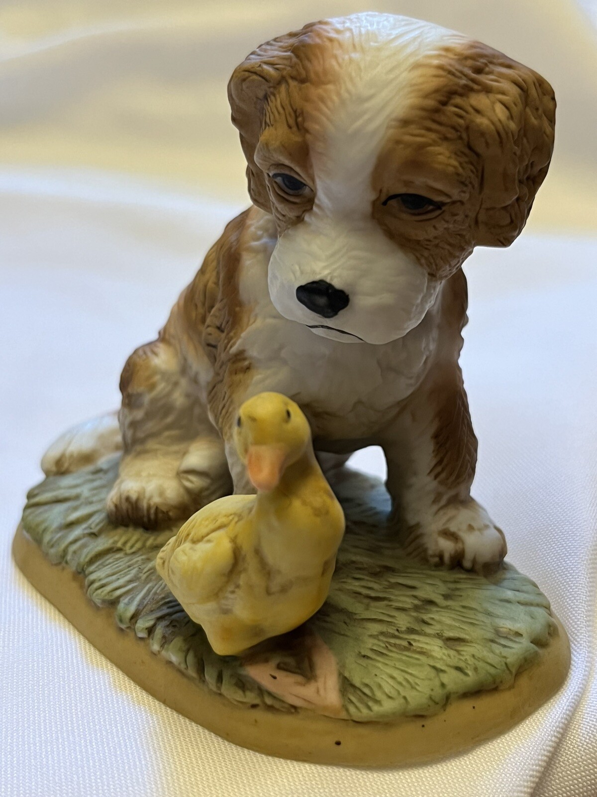 Vintage HOMCO Porcelain Spaniel Puppy Dog and Duckling Figurine #1413
