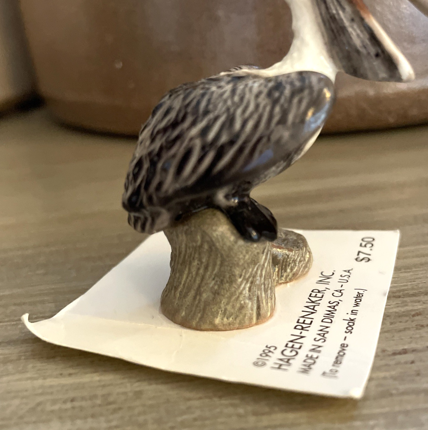 VTG Hagen Renaker Pelican on Piling Miniature Porcelain Bird Figurine 3265