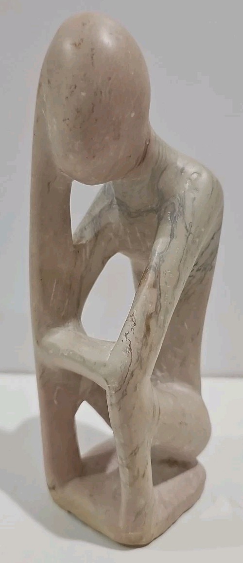 MCM Carved Soapstone Sculpture Statue Thinking Man Thinker 6.5″ Tall