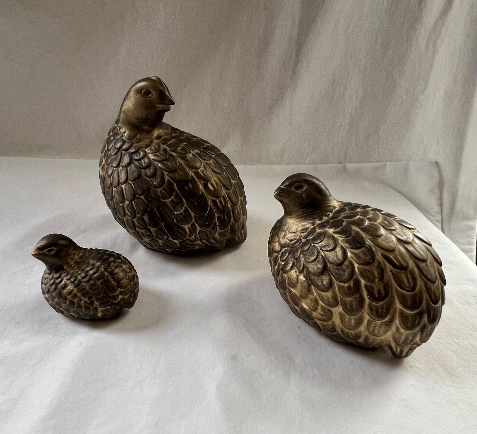 Vintage Ceramic Partridge Family Trio 2 Adults 1 Juvenile Set of 3