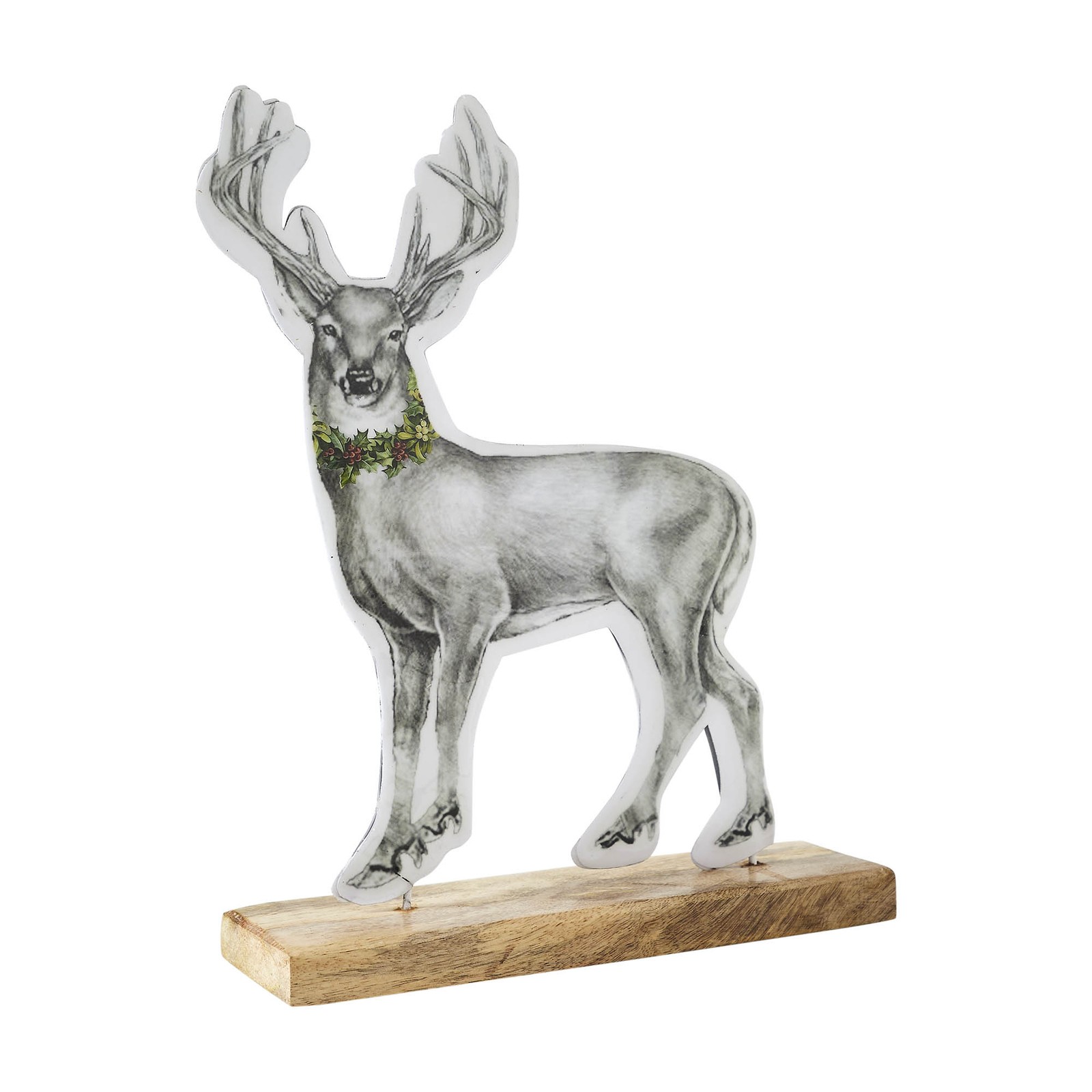 Reindeer With Wreath Figurine 11.5x9x2.5 VHC Brands