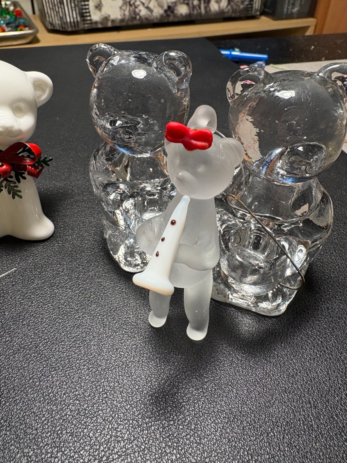 Assorted Bear Figurines Glass Crystal Porcelain Russ Goebel plus 8 pieces