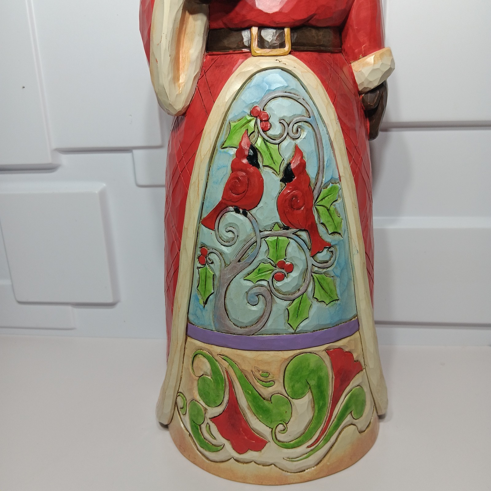 Jim Shore Santa Claus With Cardinal Bird Heartwood 19.5 Inches Tall Rare