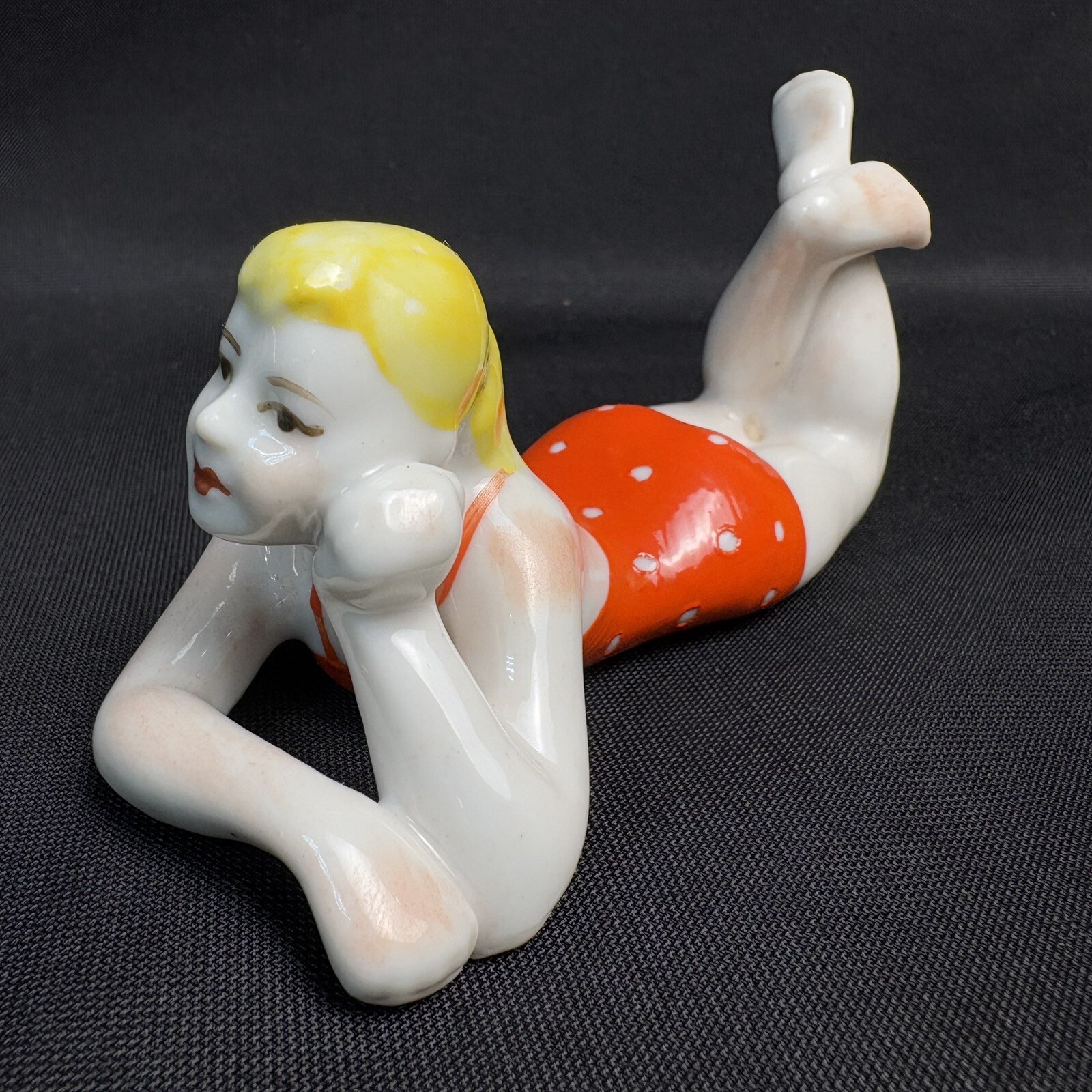 Rare vintage Porcelain figurine ZXK.A “beach girl” USSR