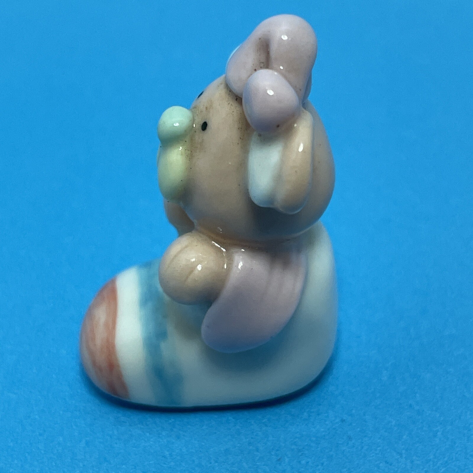 Teddy Bear Figurine Miniature Porcelain Figural Bedtime Shoe 1.5 in