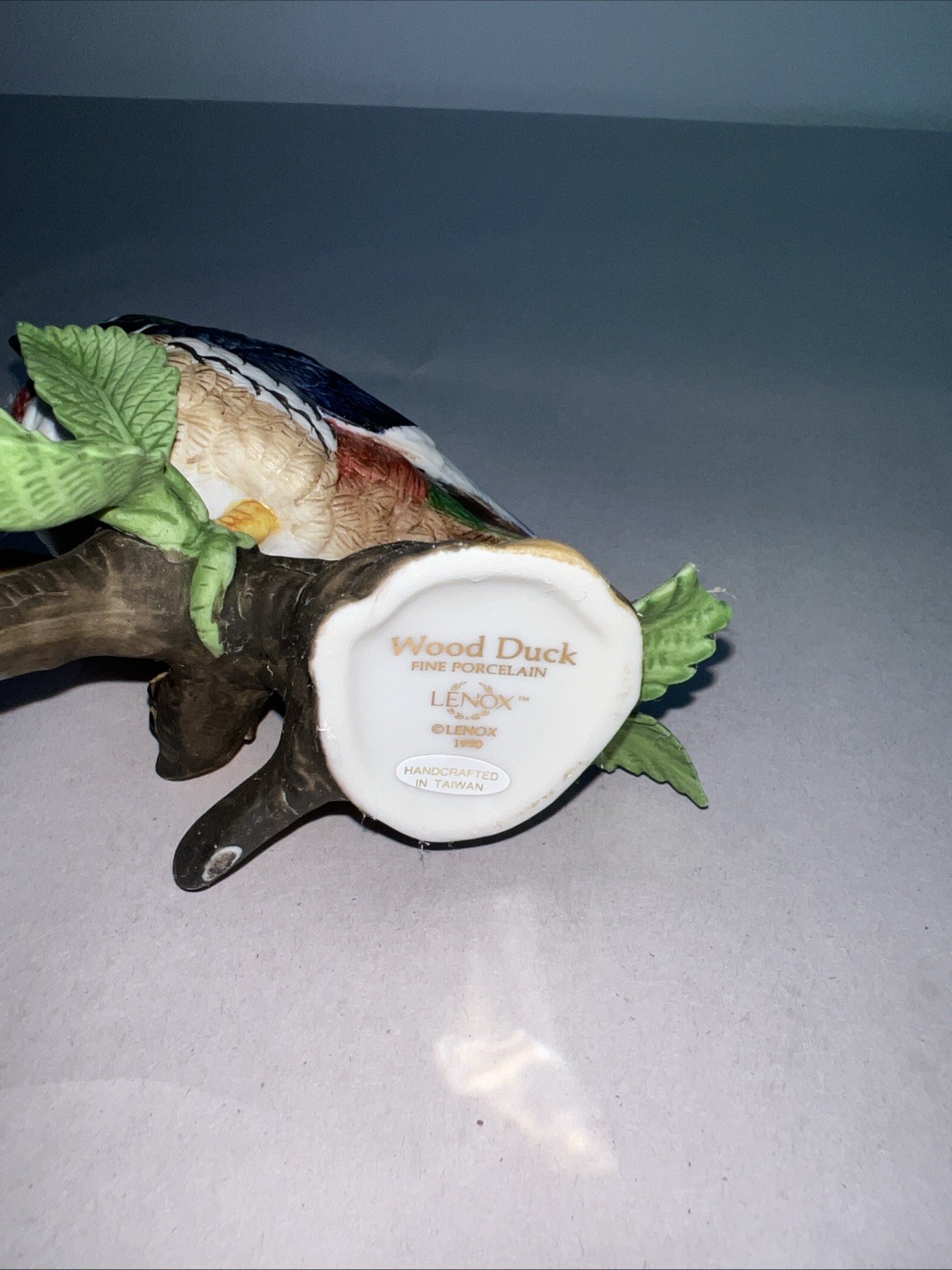 Lenox “WOOD DUCK” From Garden Bird Collection 1990 Fine Porcelain Broken Leaf