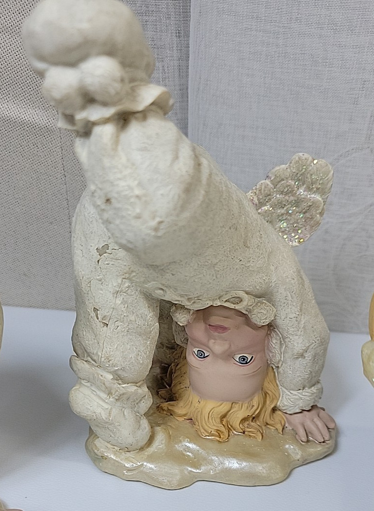 VTG 3 Tumbling Toddler Kids Angels Cherubs In Pajamas Slippers Resin Figurines