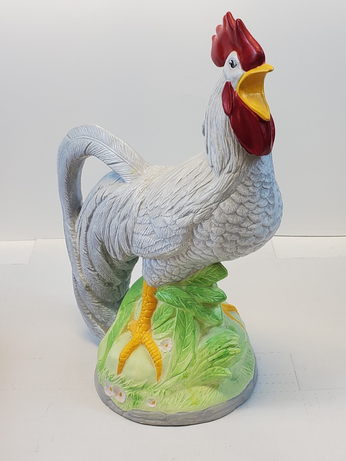 Ceramic Rooster Grey Farm Kitchen Decor Large 15 Inches Tall Beautiful Vintage