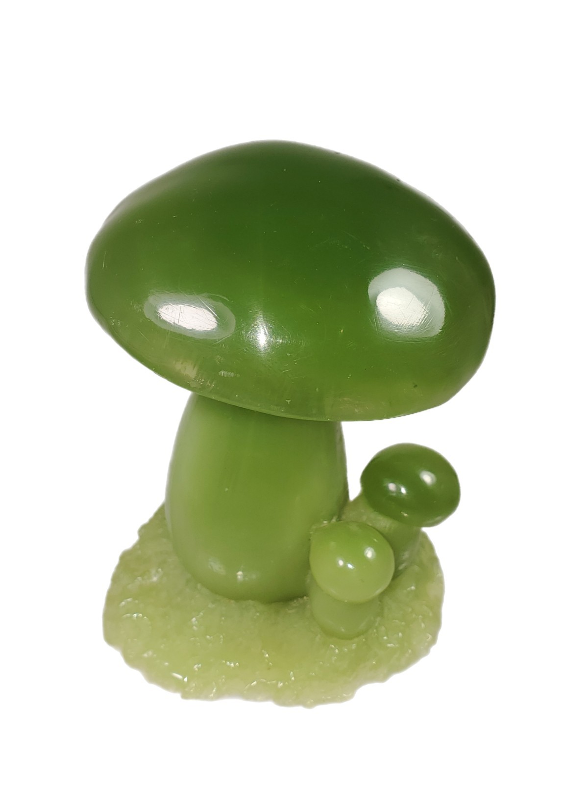 70s MCM Wony Ltd Italy Faux Jade Mushroom Handcarved Resin Figurine Home Decor