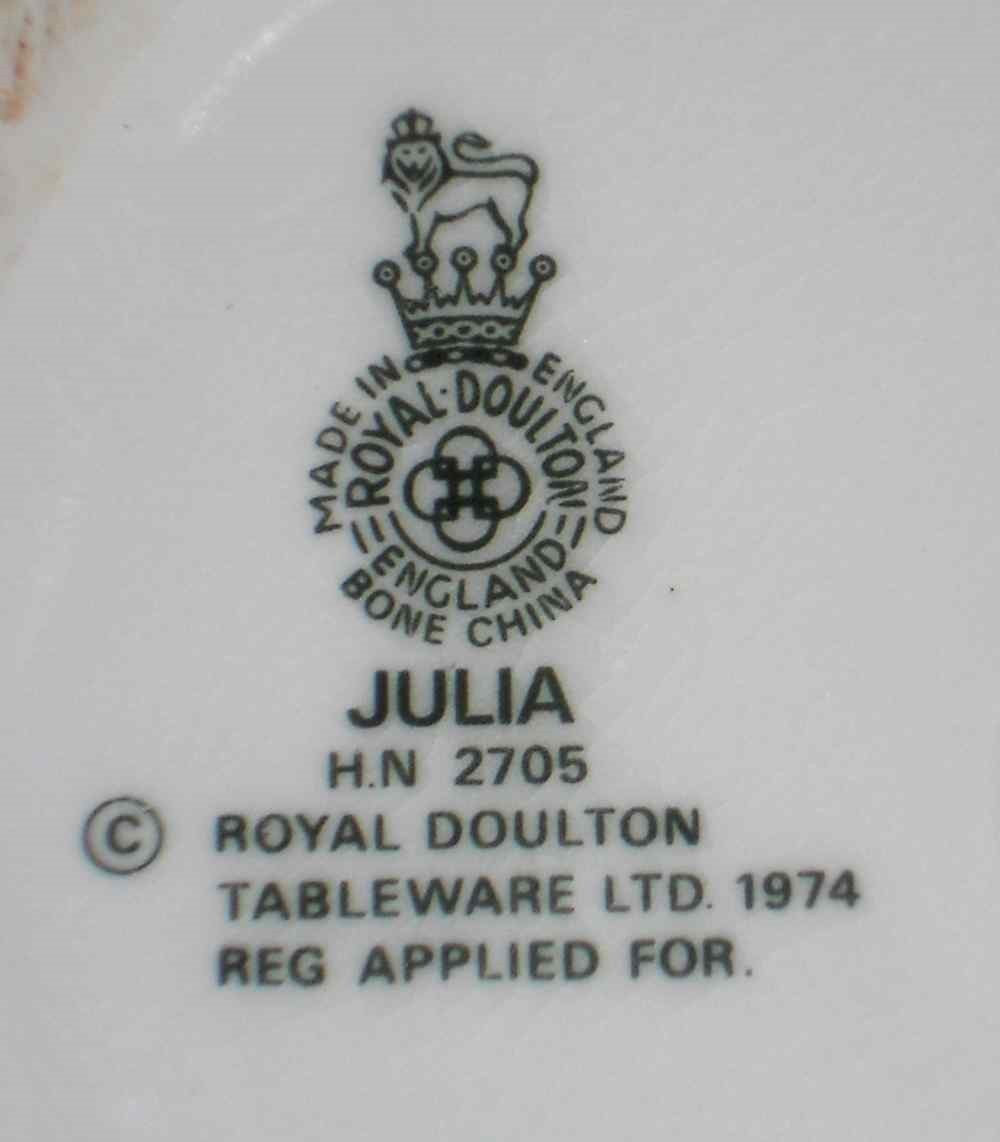 English Royal Doulton Figurine Woman Brown Dress Holding Parasol Julia HN 2705