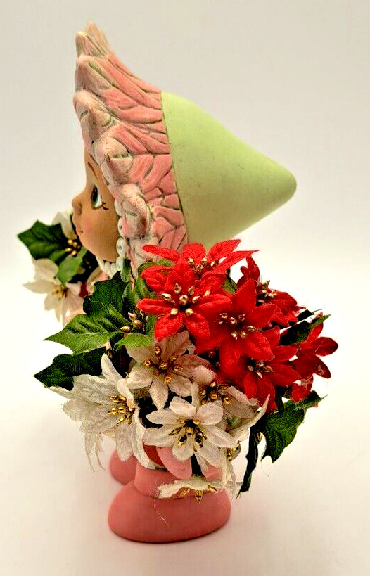 Baby Flower Poinsettia Figurines Set of 2 Hand Painted Initials Signed READ HTF