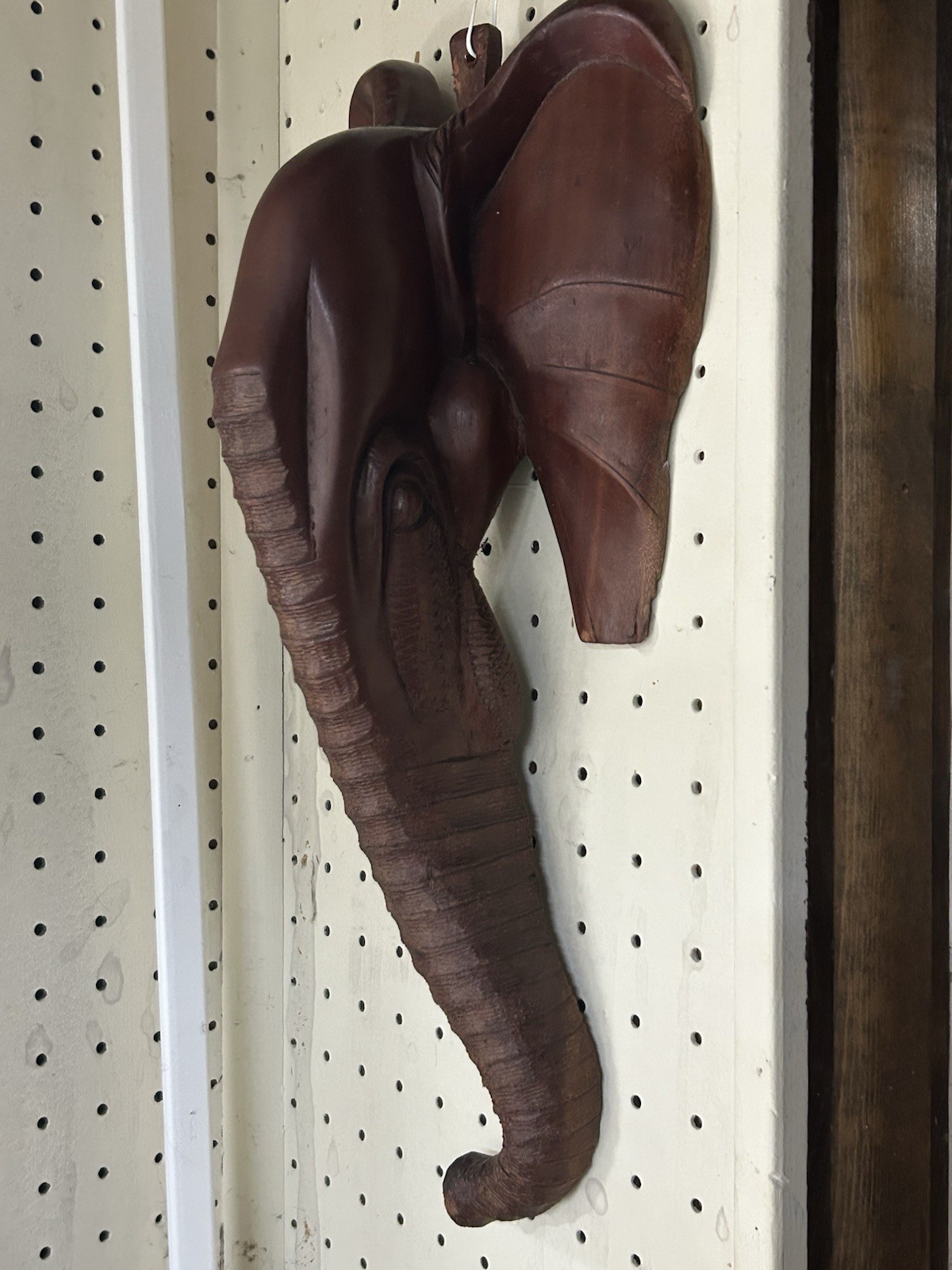 Stunning Large Hand-Carved Wooden Elephant Head Wall Hanging – Made in Kenya 17”