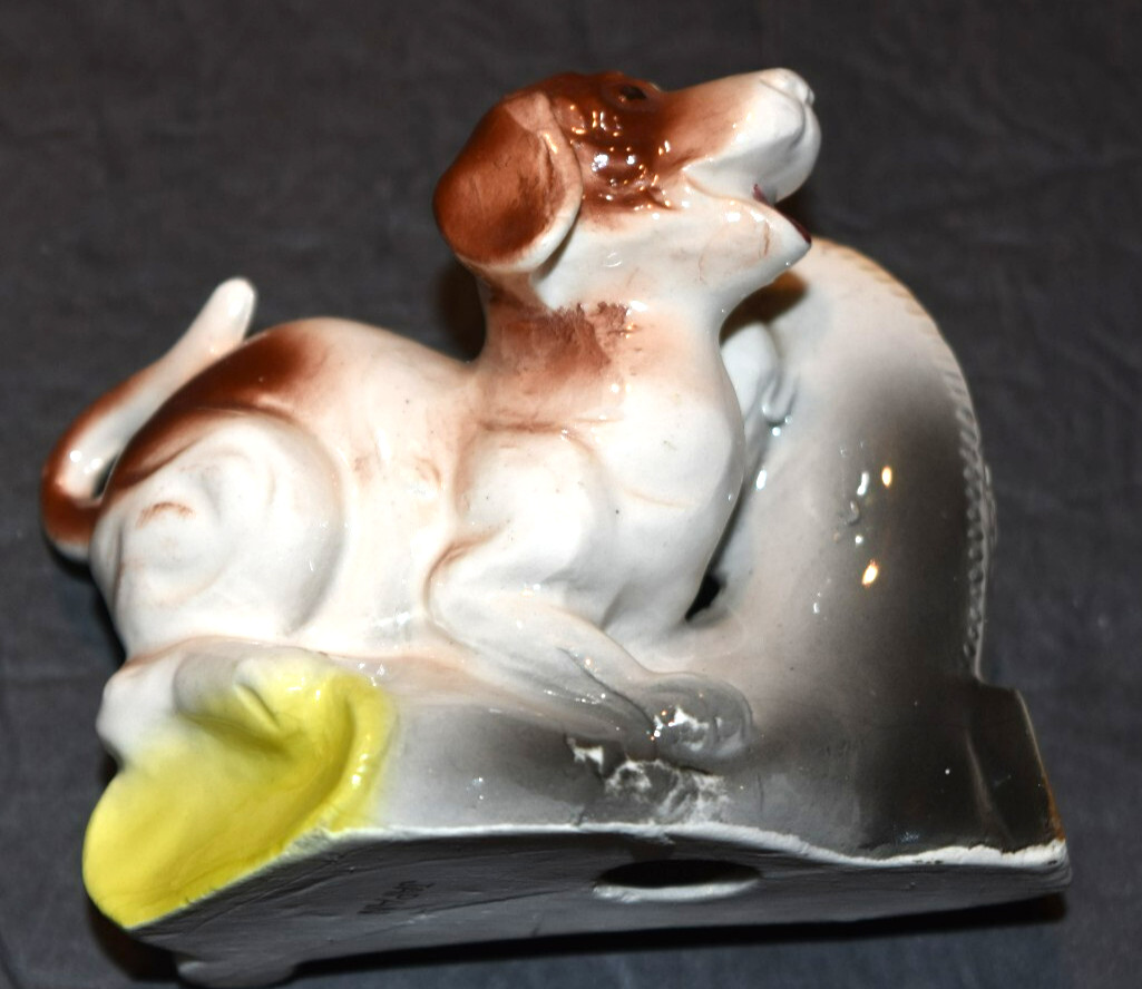 VTG, JAPANESE FIGURINE “Dog with Large Boot,” (2.25″ x 2.50″ x 3.50″) New