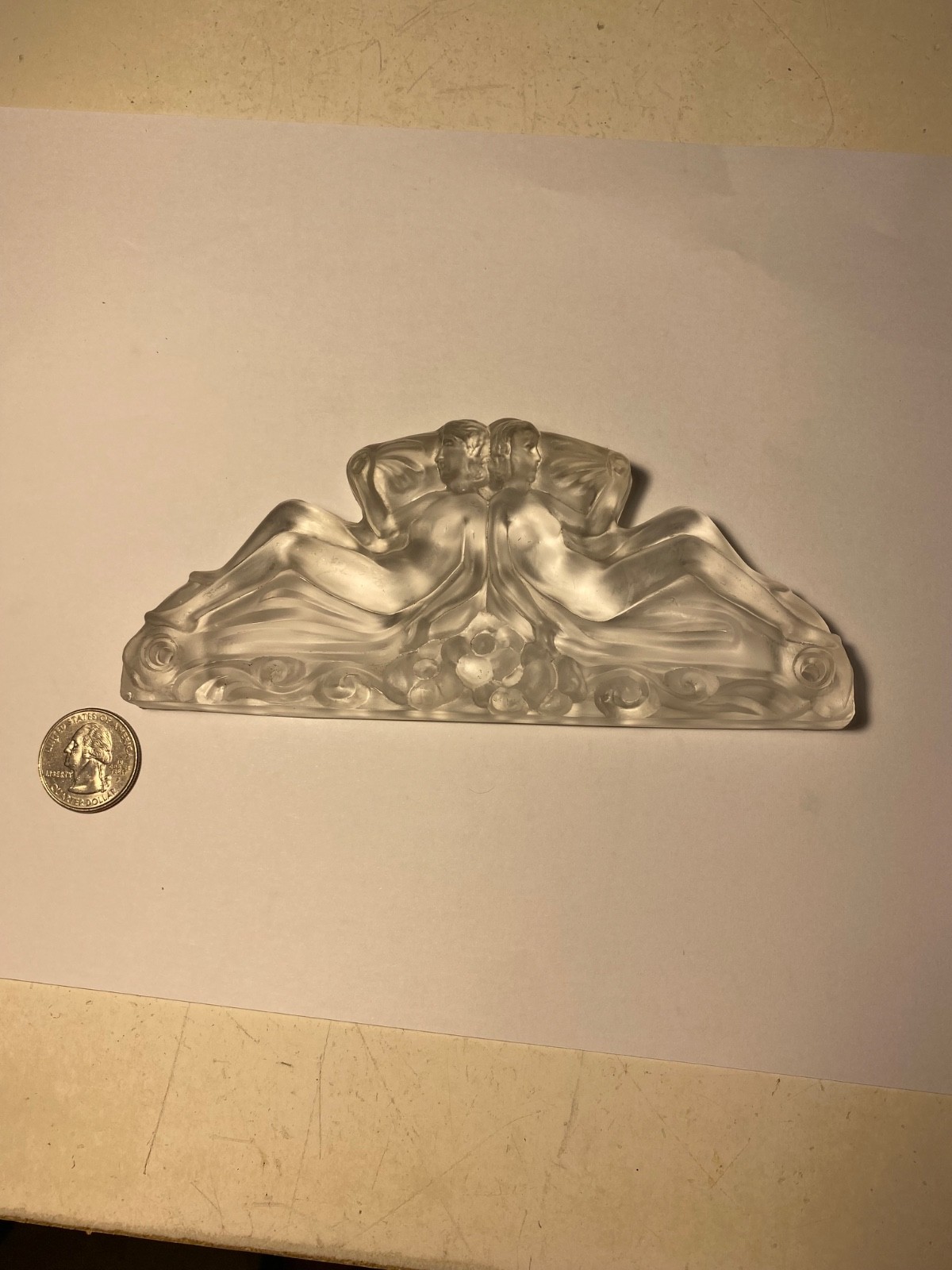 Vintage Art Deco Naked Ladies Clear Glass Figurine Display Nude