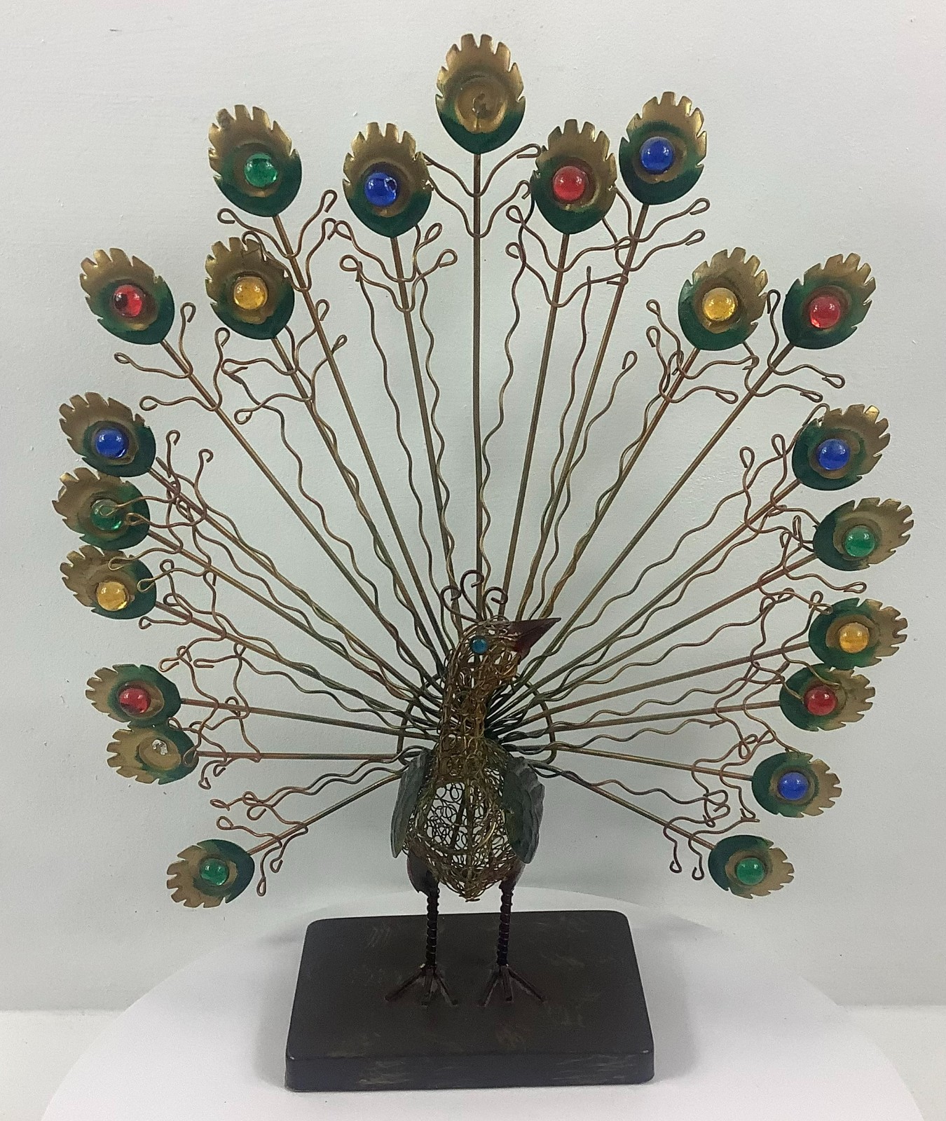 Vtg MCM Mid Century Modern Metal Wire Peacock Figurine 13.75″ H