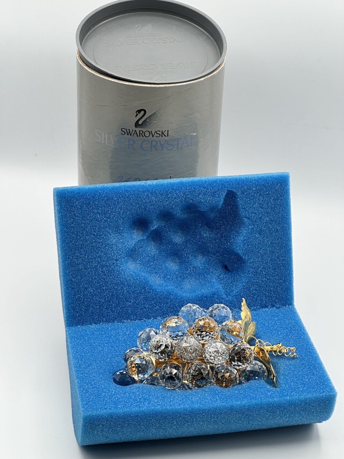 Swarovski Silver Crystal Grape Bunch With Gold Stems 7550 NR 20029 Austria Ret