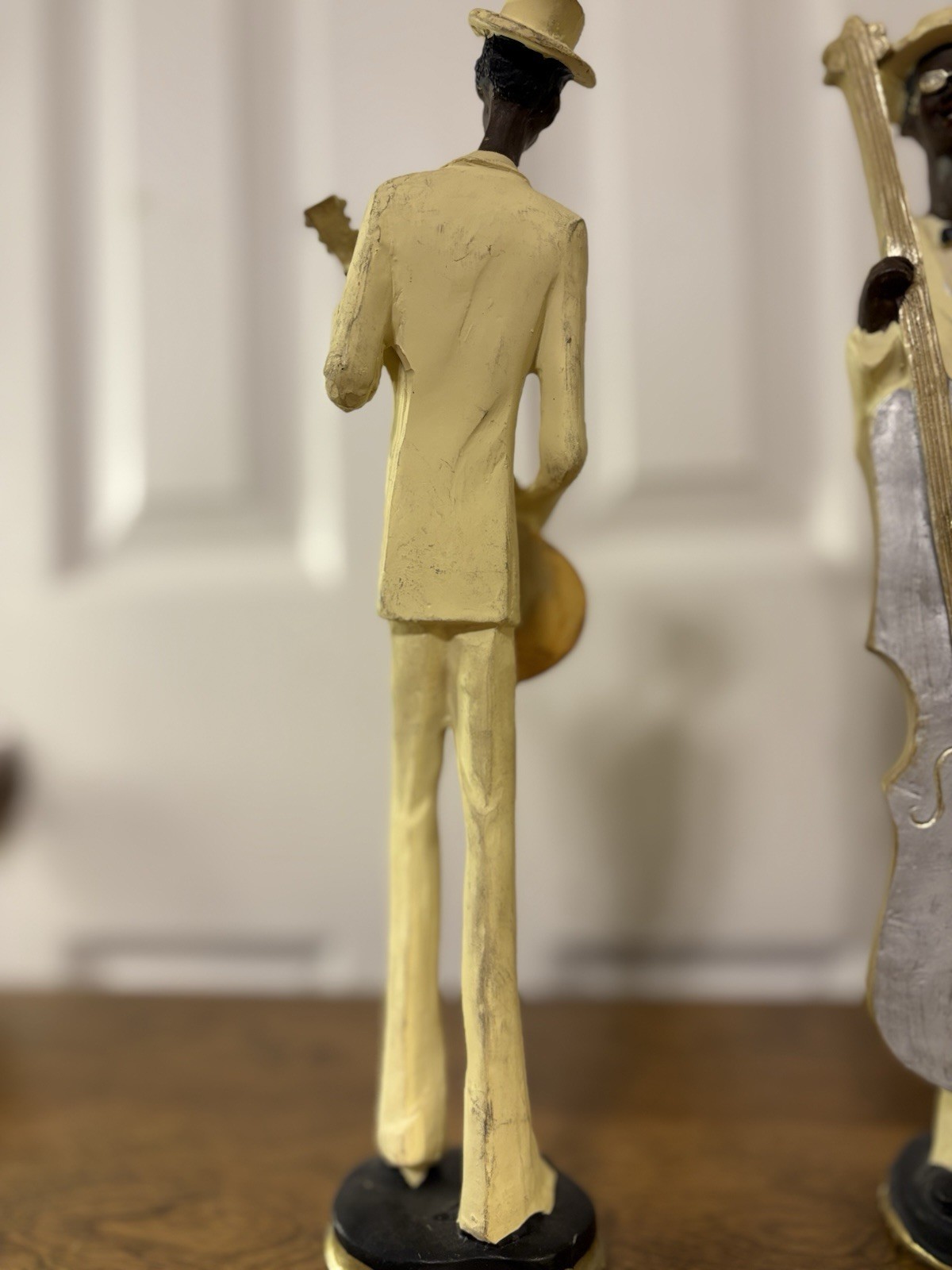 Set Of 2 13” Wooden Figurines Of Jazz Players