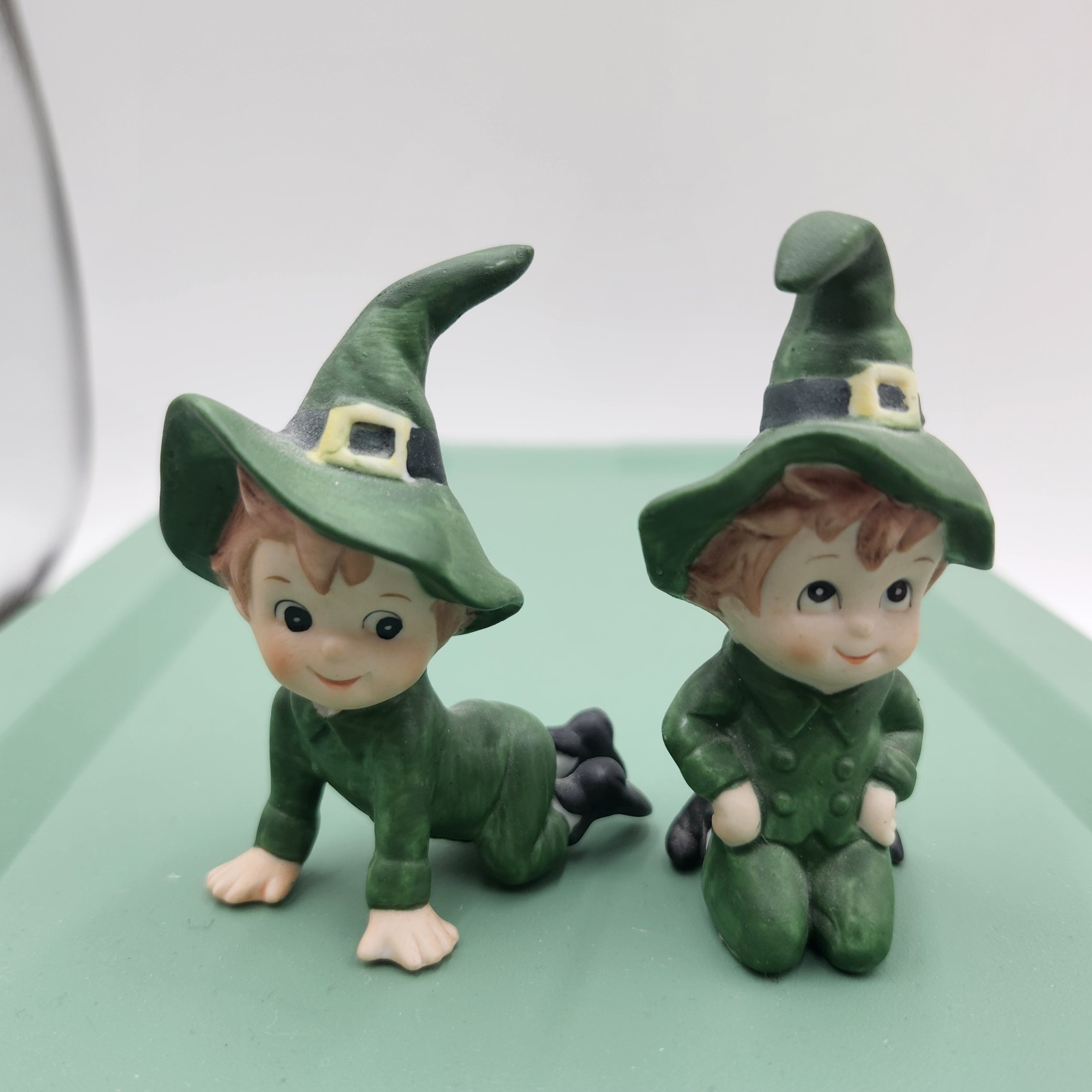Vintage St. Patrick’s Day leprechauns Lefton figurine pixie elf witch hat