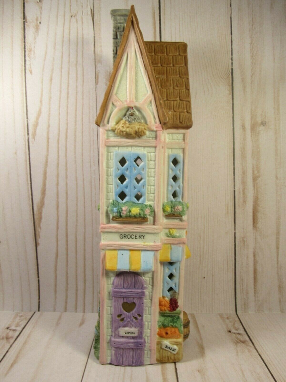Slender Building Night Light Figurine Porcelain 2 Story 10″ Grocery-Apt Whimsy.