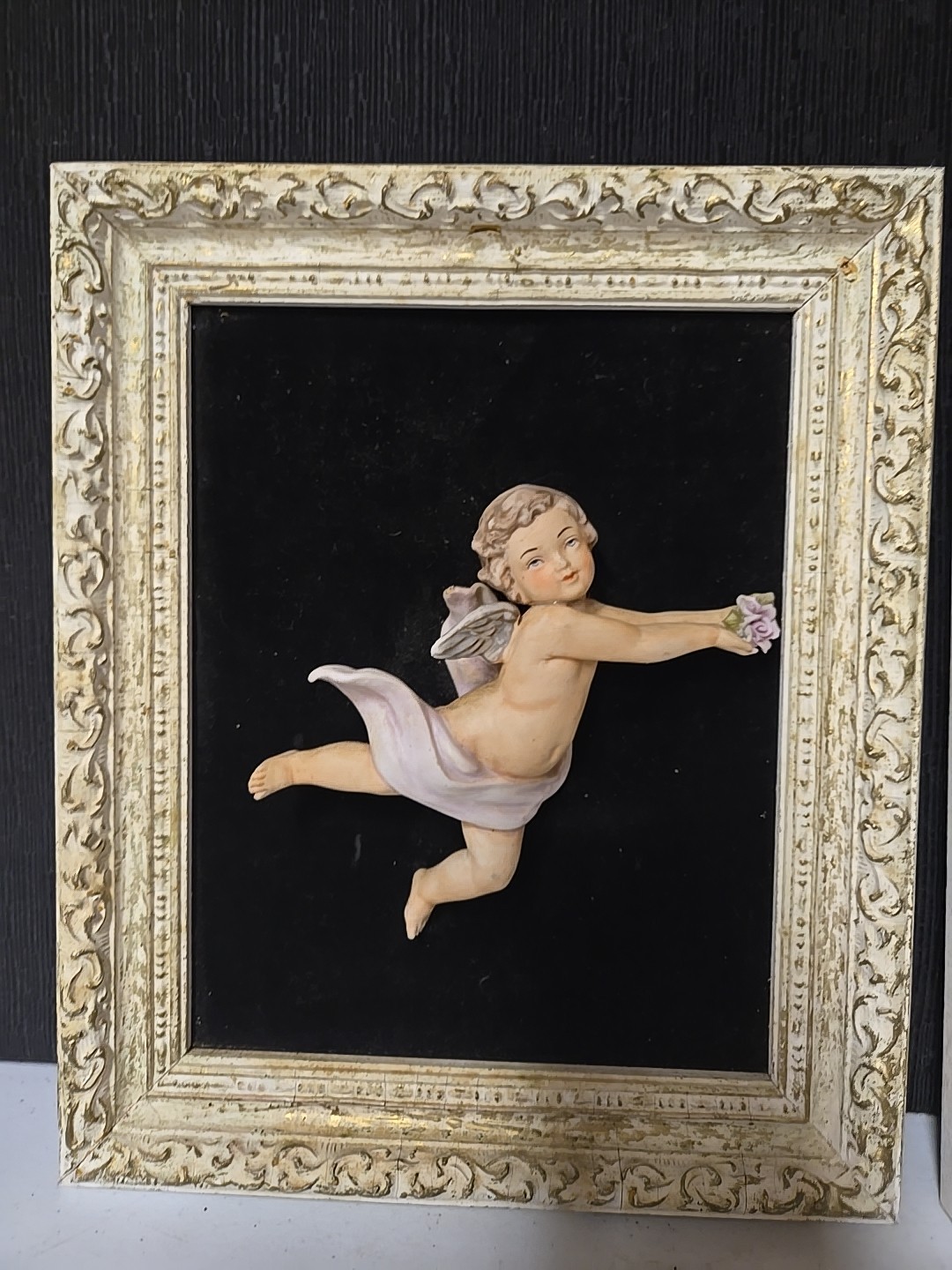 Vintage Italian Bisque Cherub Wall Plaques Pair 10×12 Capodimonte Style Putti…