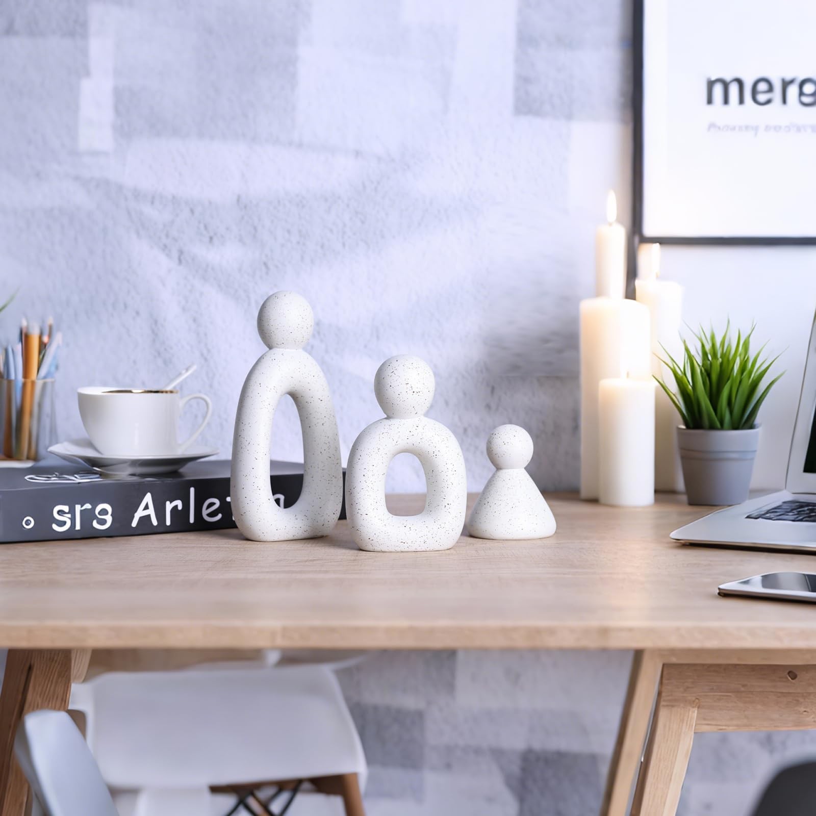 3-Piece Abstract Family of 3 Figurines | Home Decor Living Room, TV Stand Dec…