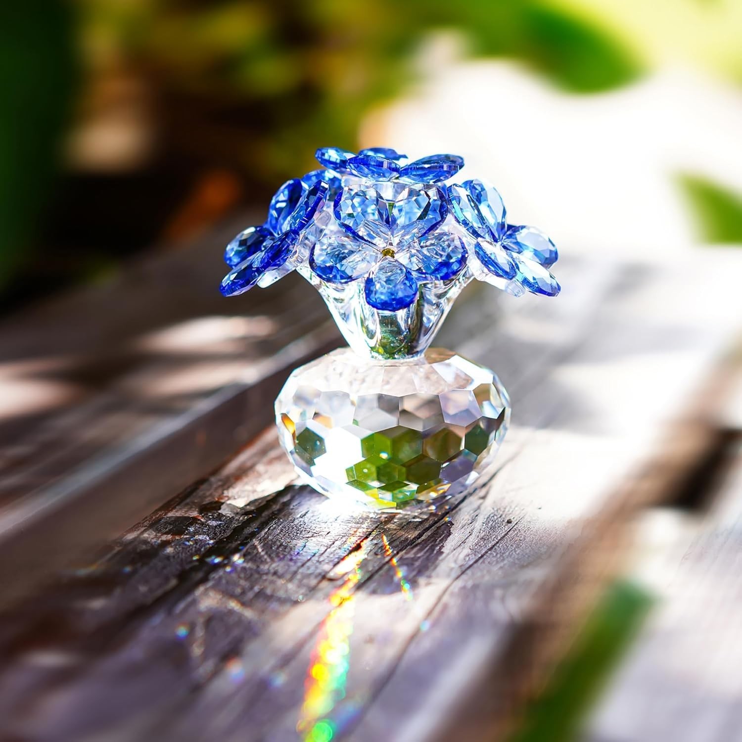 Blue Crystal Flower Figurine Forget Me Not,Crystal Gifts for Mom Wife Girlfri…