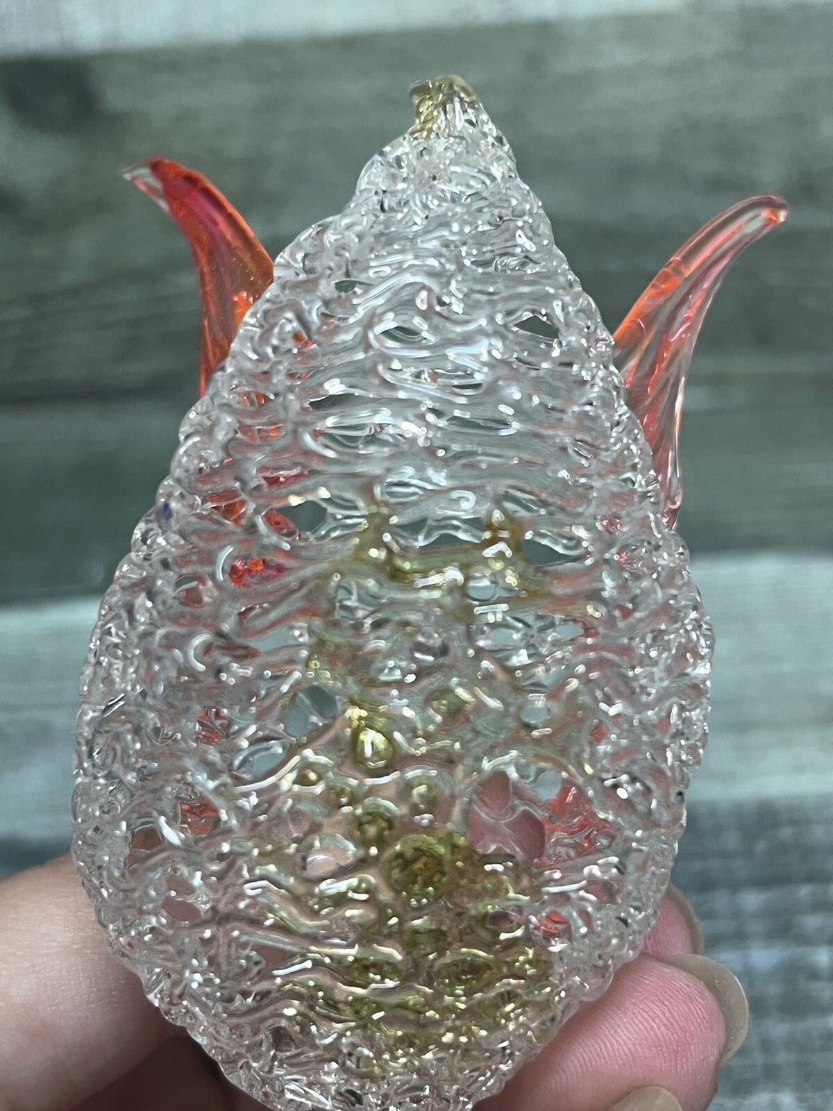 Set Of 3 Clear Blown Glass Swan Figurines With Pink Wings