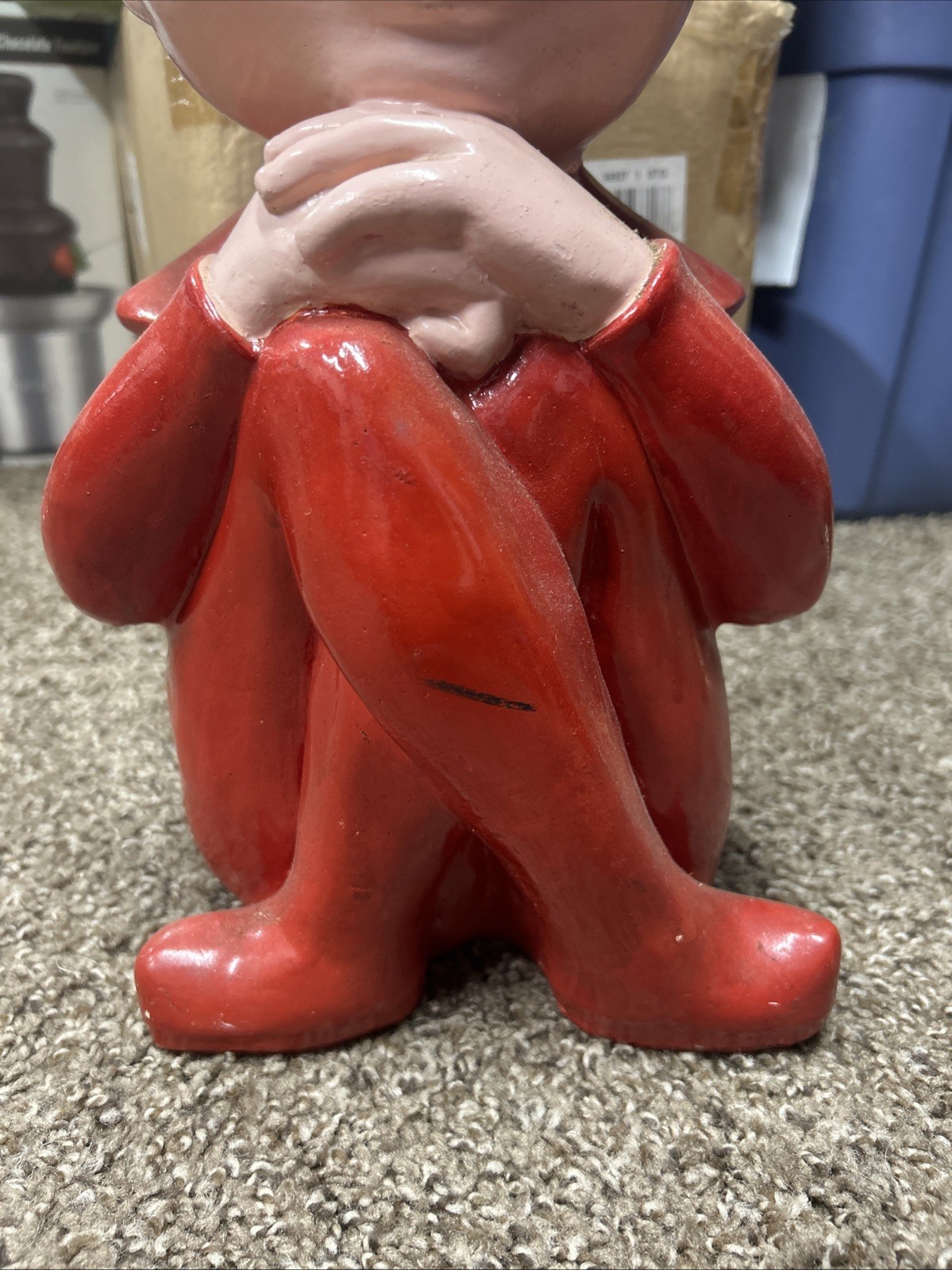Vintage Ceramic Arnart Large RED ELF 15 Inch 1950s/1960s