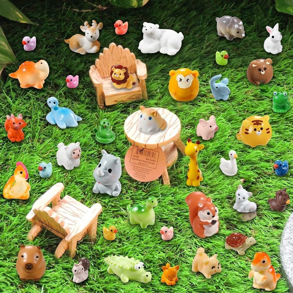 Durable Mini Resin Farm Animals – 40pcs for Fairy Gardens and Mini Landscapes