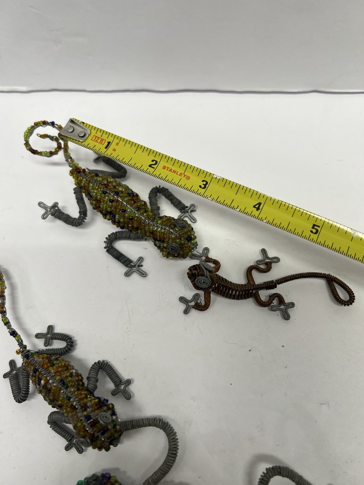Artisan Crafted Beaded Wire Art Lizard Reptiles Gecko Chameleon Sculpture Lot