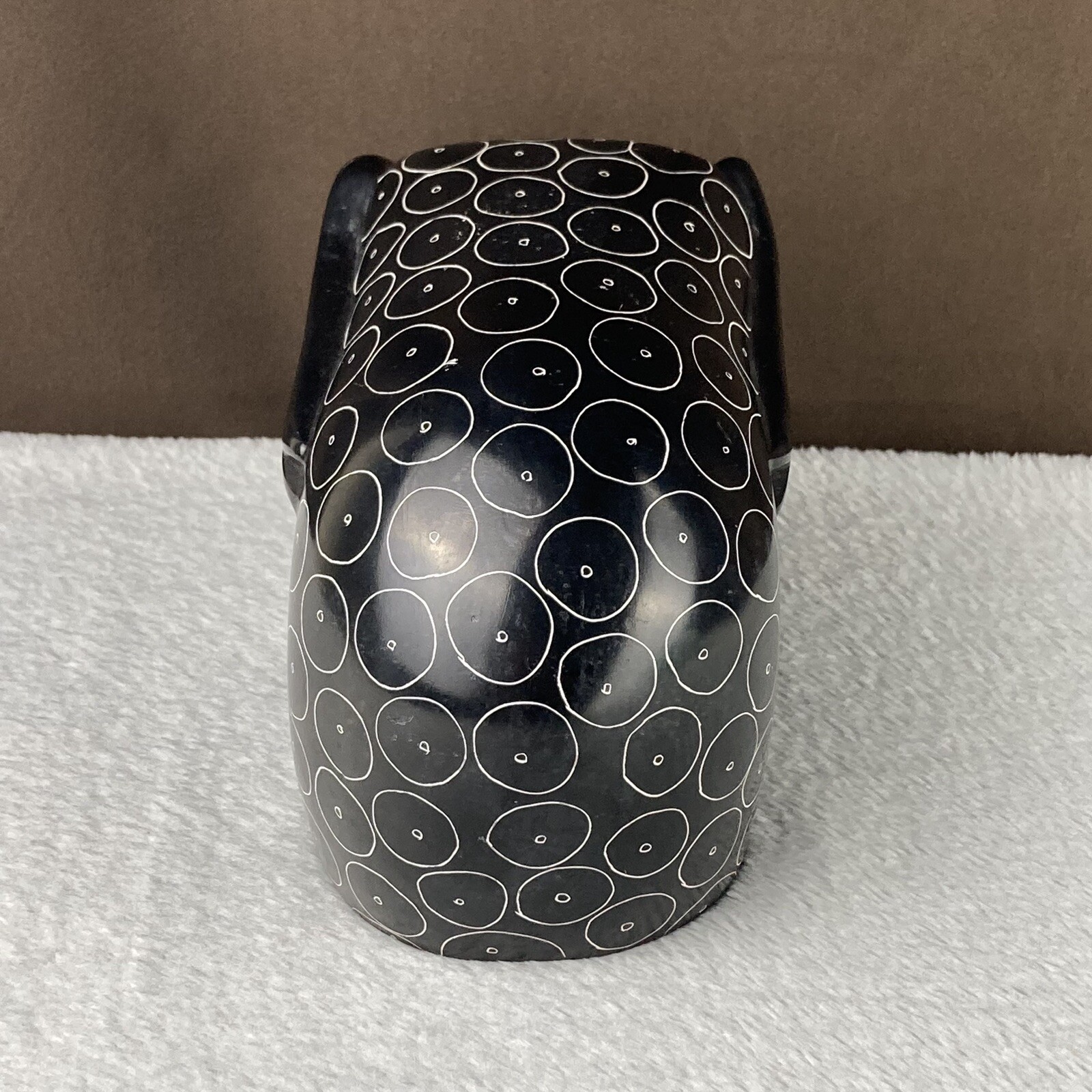RARE! Vtg Folk Art Studio Ceramic Pottery Black Skull Heavy Display Sculpture