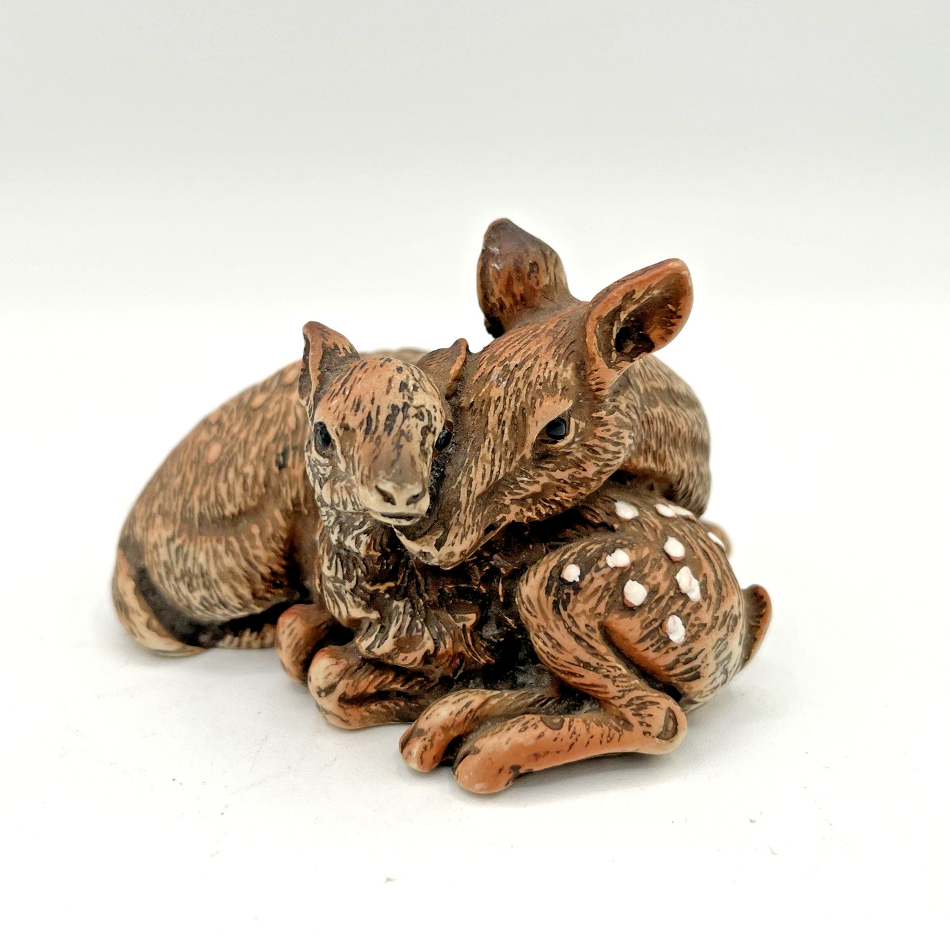 Vintage Doe & Fawn Cuddling Figurine Enesco