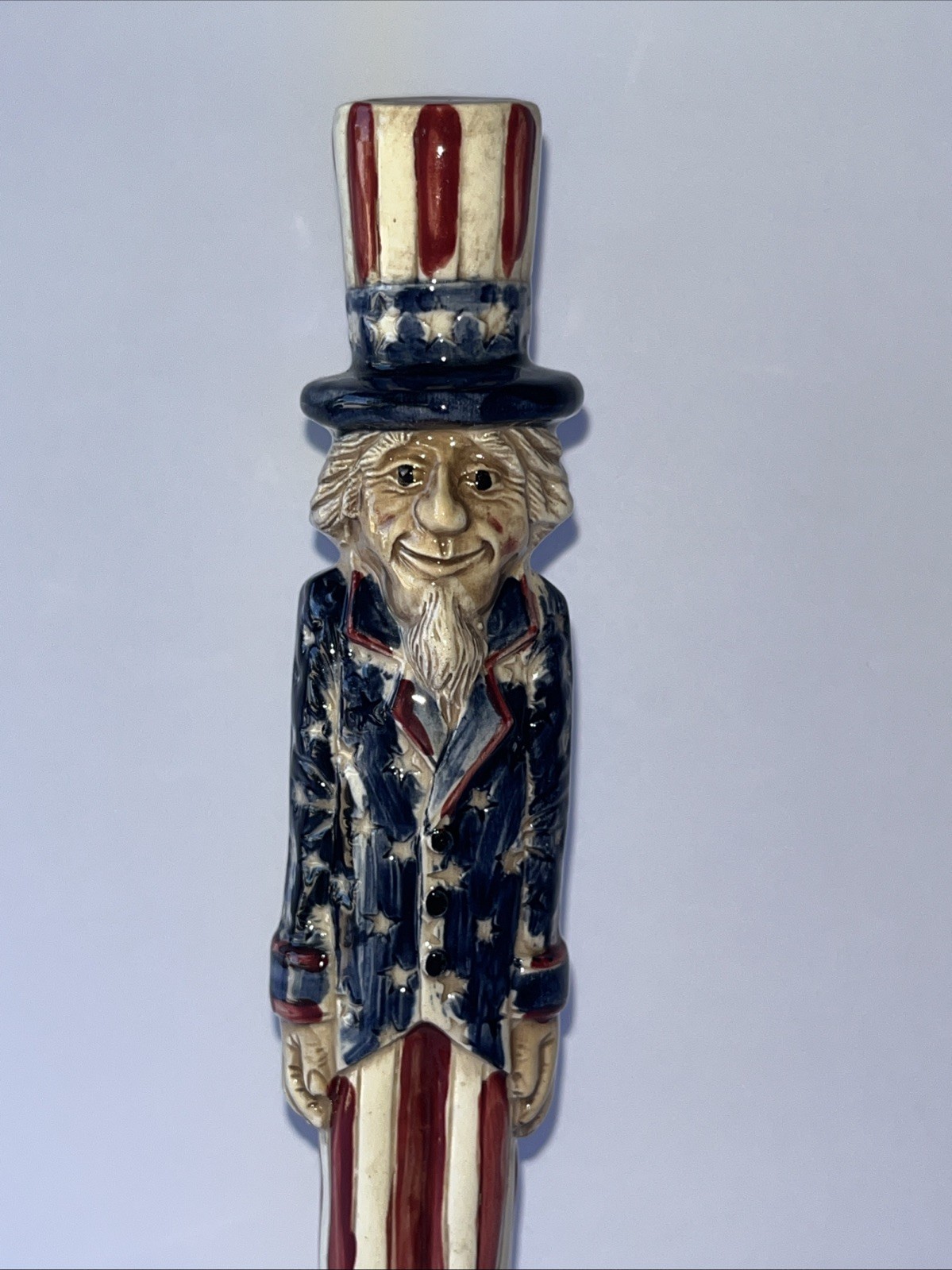 Uncle Sam Ceramic Pencil Figurine 9.5” Patriotic America Ceramic 1993