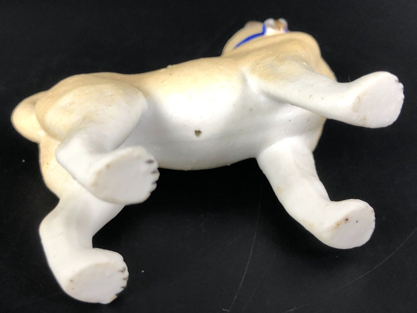 ANTIQUE 1900S PUG DOG Figure Victorian Dollhouse Miniature Bisque Figurine 2.50″
